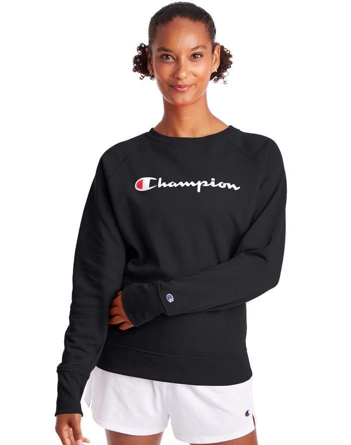 Champion women's script logo powerblend boyfriend crew sweatshir sales